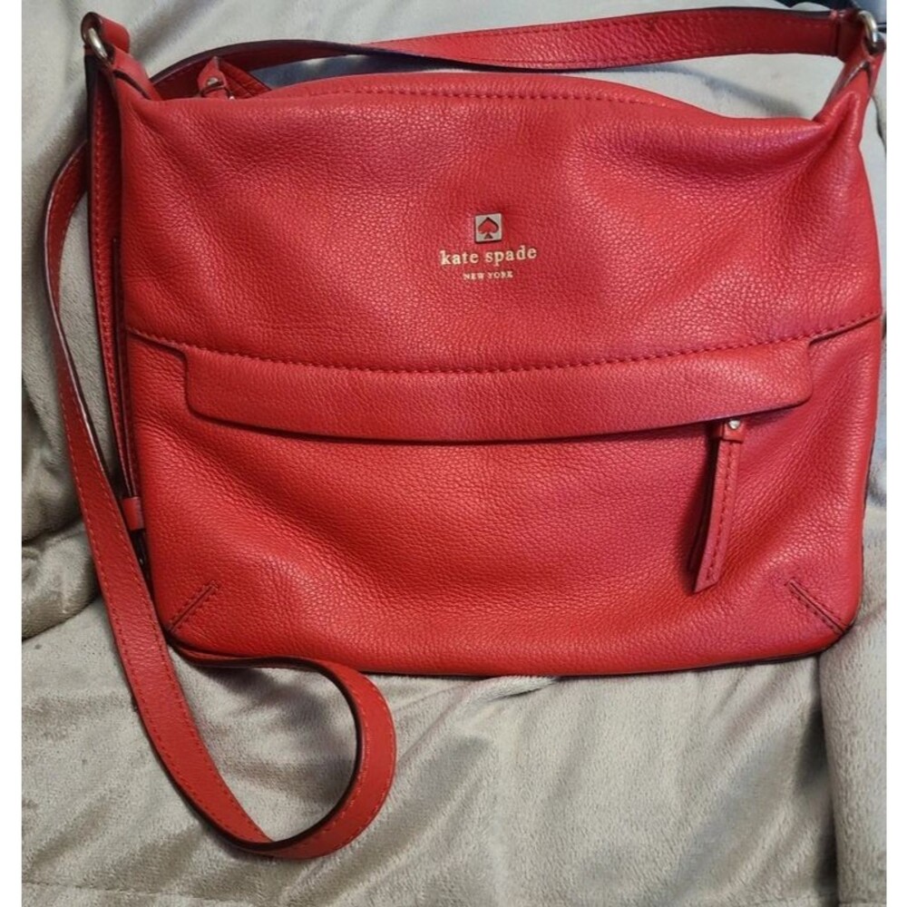 Kate Spade Red Pebble Leather Grant Starla Crossbody Bag
